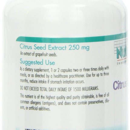 Nutricology Citrus Seed Extract Supplement - Grapefruit Seed Extract 500mg, 120 Vegetarian Capsules