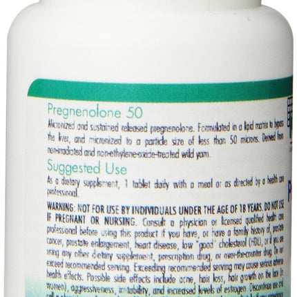 Nutricology Pregnenolone 50mg - 60 Count | Plant-Sourced, Non-GMO Wild Yam