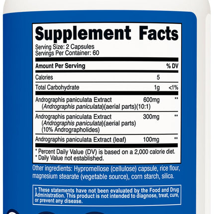 Nutricost Andrographis Extract Capsules 1000mg (120 Count) – 60 Servings | Health & Wellness Vegetarian Supplement