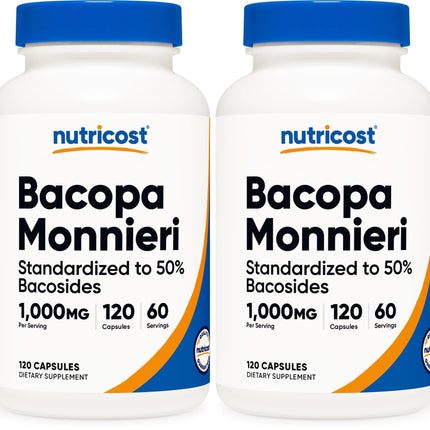 Nutricost Bacopa Monnieri 1000mg – 120 Capsules (60 Servings) – Pack of 2
