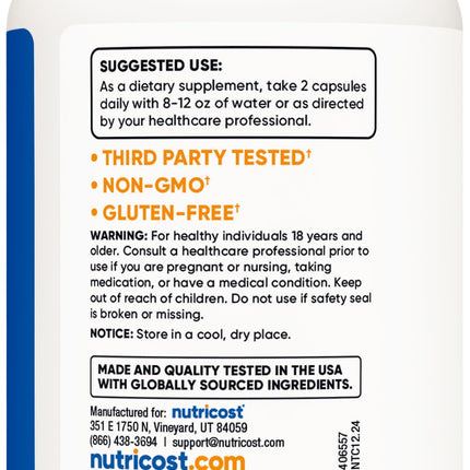 Nutricost Bacopa Monnieri 1000mg – 120 Capsules (60 Servings) – Pack of 2