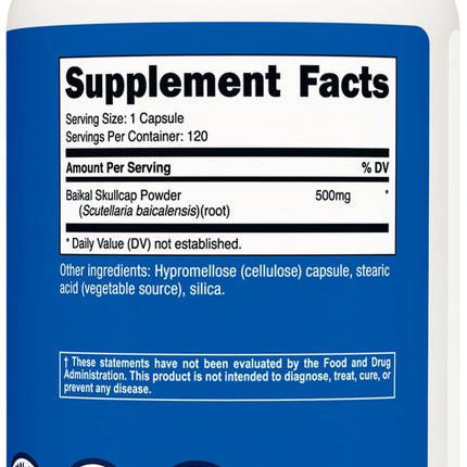 Nutricost Baikal Skullcap 500mg - 120 Vegetarian Capsules | Non-GMO, Gluten Free