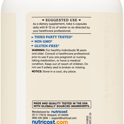 Nutricost Grass-Fed Desiccated Beef Liver Capsules 3000mg per Serving | 60 Servings (240 Caps)