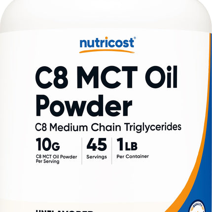 Nutricost C8 MCT Oil Powder 1LB (16.2oz) - 95% C8 MCT Oil Powder