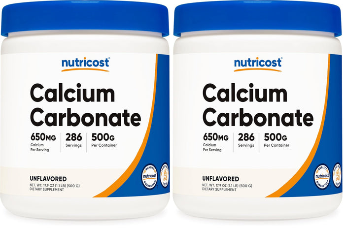 Nutricost Calcium Carbonate Powder 500 Grams (Pack of 2) – 650mg Calcium per Serving