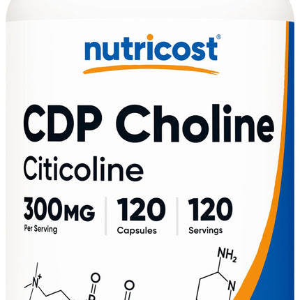 Nutricost CDP Choline (Citicoline) 300mg – 120 Vegetarian Capsules | Non-GMO, Gluten Free
