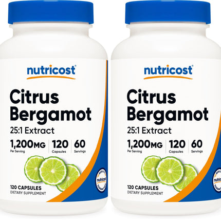 Nutricost Citrus Bergamot Capsules 1,200 mg – 25:1 Extract, 60 Servings (Pack of 2)