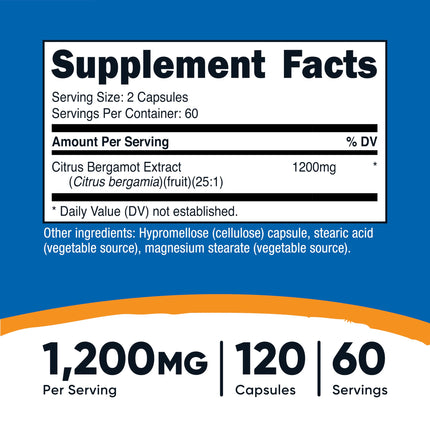 Nutricost Citrus Bergamot Capsules 1,200 mg – 25:1 Extract, 60 Servings (Pack of 2)