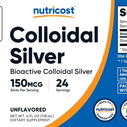 Nutricost Colloidal Silver 4oz – Bio-Active, Cobalt Blue Glass Bottles