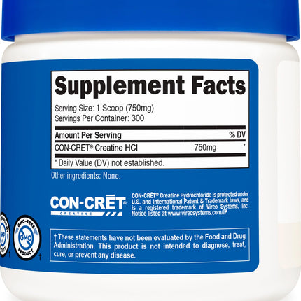 Nutricost Creatine HCl Powder (8 OZ) – CON-CRET Creatine Hydrochloride, 300 Servings