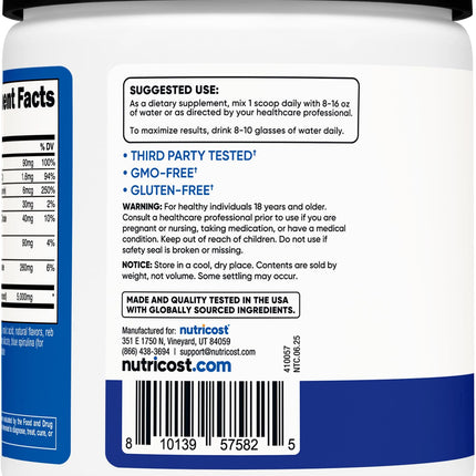 Nutricost Creatine Monohydrate + Hydration Blue Raspberry – 30 Servings