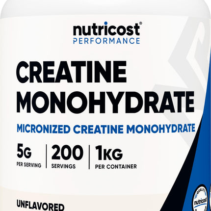 Nutricost Creatine Monohydrate Micronized Powder (1 KG) – 200 Servings, Pure Creatine Monohydrate