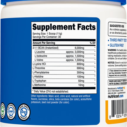 Nutricost EAA Powder Peach Mango – 30 Servings | Essential Amino Acids