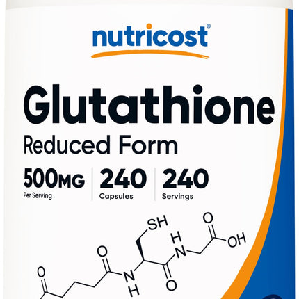 Nutricost Glutathione Capsules 500mg – 240 Count | Gluten Free & Non-GMO