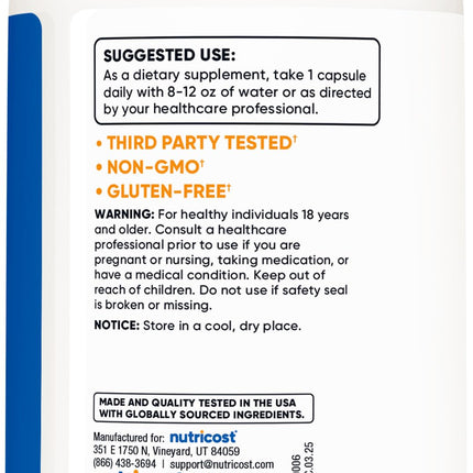 Nutricost Glutathione Capsules 500mg – 240 Count | Gluten Free & Non-GMO