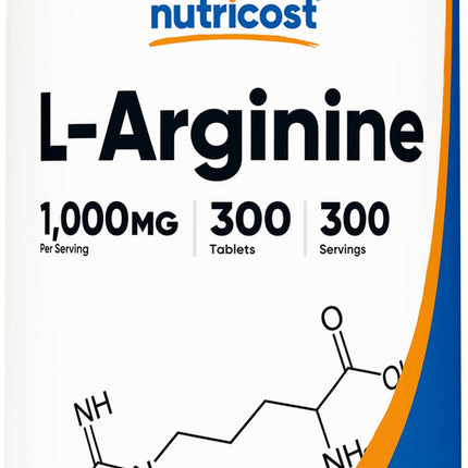 Nutricost L-Arginine 1000mg - 300 Tablets | Amino Acid Supplement