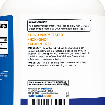 Nutricost L-Citrulline Malate 2:1 (600g) Blue Raspberry – 3g per Serving, 171 Servings | 30-Day Guarantee