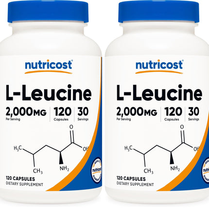 Nutricost L-Leucine 2,000mg – 120 Vegetarian Capsules (Pack of 2)