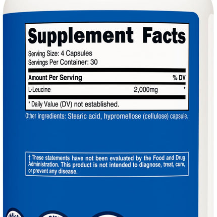 Nutricost L-Leucine 2,000mg – 120 Vegetarian Capsules (Pack of 2)