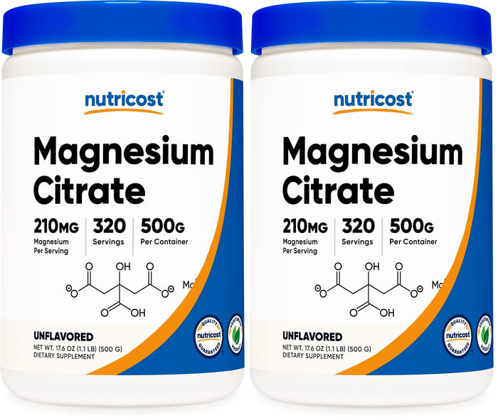 Nutricost Magnesium Citrate Powder (Unflavored, 500 Gram) (Pack of 2)