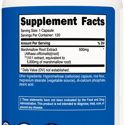 Nutricost Marshmallow Root 5000mg Equivalent - 120 Vegetarian Capsules (10:1 Extract)