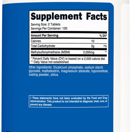 Nutricost MSM Tablets 2000mg per Serving – 120 Servings, 240 Tablets | Non-GMO & Gluten Free