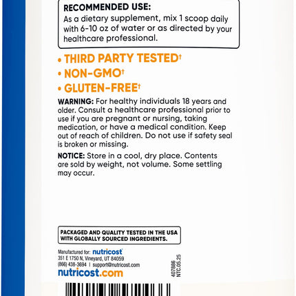 Nutricost N-Acetyl L-Cysteine (NAC) Powder 500g – Vegan, Non-GMO, Gluten Free