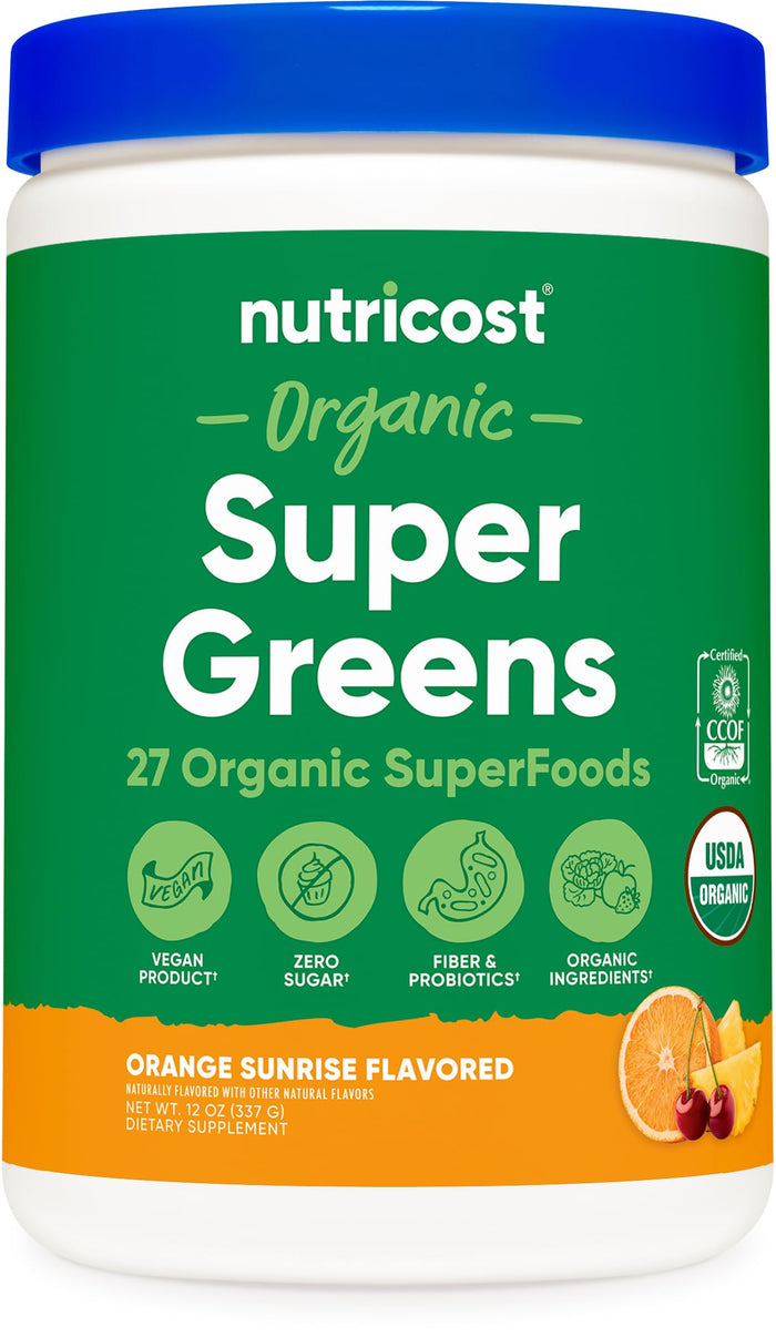 Nutricost Organic Super Greens Powder – Orange Sunrise (30 Servings)