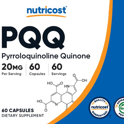 Nutricost PQQ 20mg - 60 Veg Capsules (Pack of 2) - Vegetarian, Non-GMO, Gluten Free