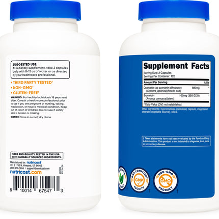 Nutricost Quercetin 880mg - 120 Servings (440mg Quercetin per Cap) - Gluten Free, Non-GMO