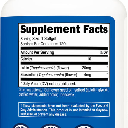 Nutricost Zeaxanthin with Lutein 20mg - 120 Softgels (Pack of 2)