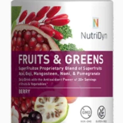 NutriDyn Fruits & Greens Berry Flavor Certified Organic Daily Drink with Acai, Goji, Pomegranate & Super Fruits – 304.8 g