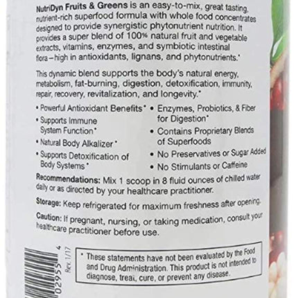 NutriDyn Fruits & Greens Super Vegetox | Organic Probiotic Green Powder 306.4g