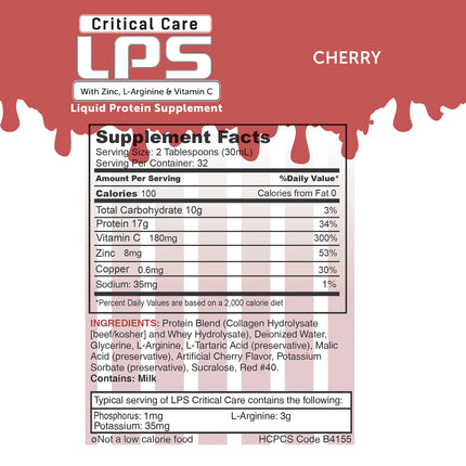Nutritional Designs LPS Liquid Collagen & Whey Protein - Non-GMO, Sugar-Free, Cherry