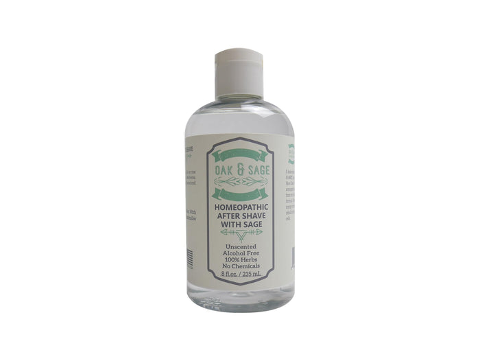 OAK & SAGE Homeopathic After Shave With Sage - Unscented, 8oz | 100% Herbs, No Alcohol, No Chemicals | For All Skin Types