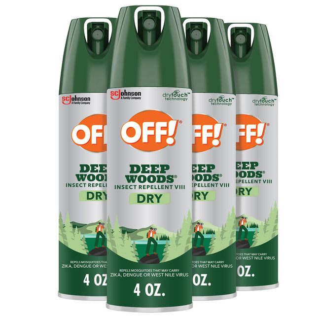 OFF! Deep Woods Insect Repellent Aerosol — Dry, Non-Greasy 25% DEET, 4 oz, 4 Count