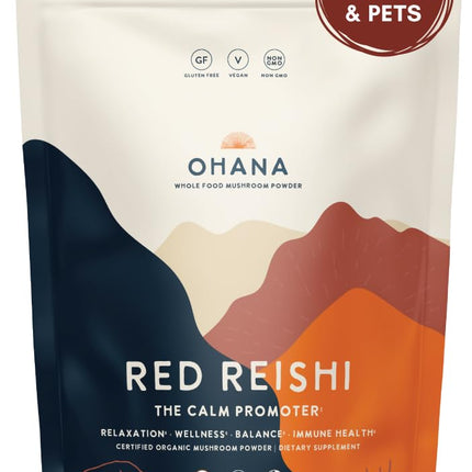 Ohana Red Reishi – Organic Mushroom Powder Blend, USDA Organic, Non-GMO, Gluten-Free (7.06 oz, Pack of 1)