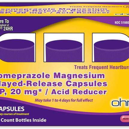Ohm Esomeprazole 20mg Delayed-Release Capsules — 24-Hour Heartburn Relief (42 ct)