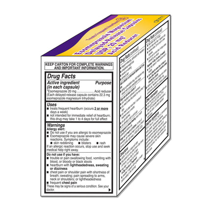 Ohm Esomeprazole Magnesium 20mg Delayed-Release Capsules | 24-Hour Heartburn Relief (28 Count)