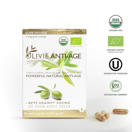 Olivie Organic Olive Leaf Extract Capsules – Hydroxytyrosol & Oleuropein (40 Capsules)
