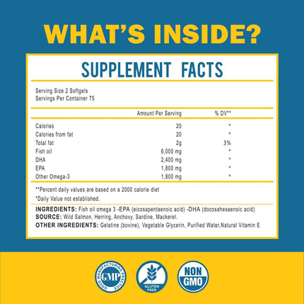 Omega-3 Fish Oil with Maximum EPA/DHA – Brain, Liver, Heart & Immunity | Made in USA | 150 Softgels