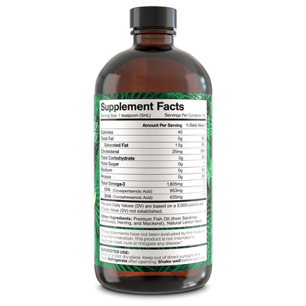 Premium Omega-3 Fish Oil Liquid - 1805mg EPA & DHA per Serving