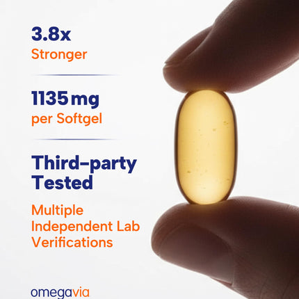 OmegaVia Ultra Concentrated Omega-3 Fish Oil Burpless — 60 Softgels, Triple Strength
