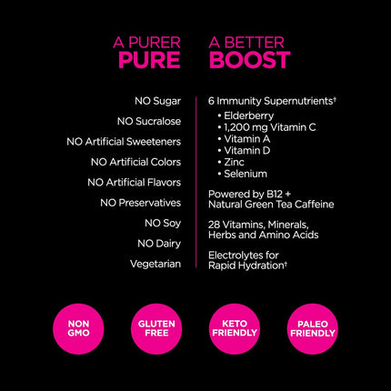 Pureboost Immune Clean Energy Booster - Elderberry Power, Vitamin C 1200 mg