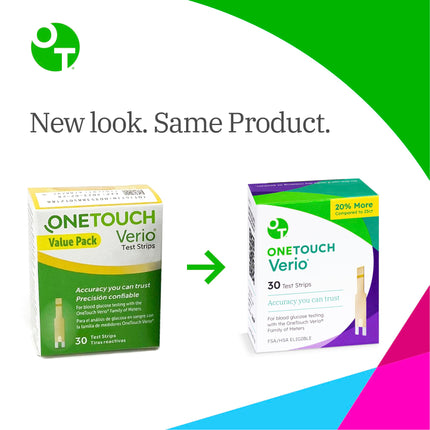 OneTouch Verio Test Strips 60-Count Value Pack (2 Boxes) – Home Glucose Testing