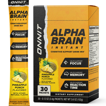 ONNIT Alpha Brain Instant Pineapple Punch – Nootropic Brain Booster for Focus & Clarity | 30 Count