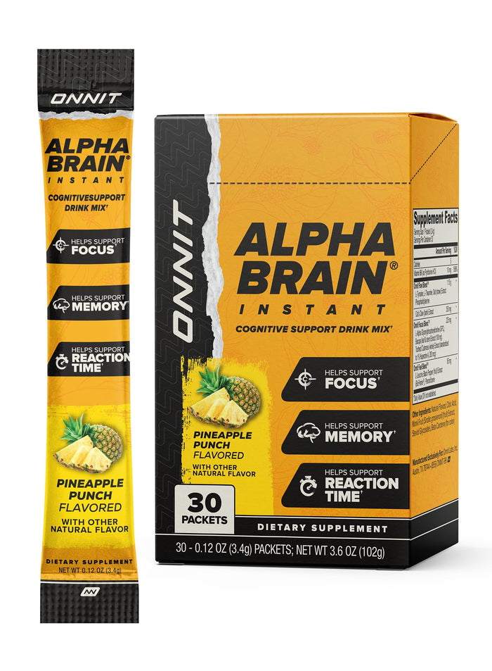 ONNIT Alpha Brain Instant Pineapple Punch – Nootropic Brain Booster for Focus & Clarity | 30 Count