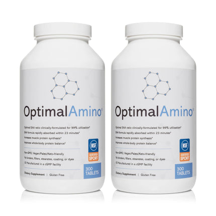 OptimalAmino Tablets Fitness Bundle (600 Count) – 99% Utilized Essential Amino Acids | Boost Recovery, Pre/Post Workout | NSF Certified for Sport