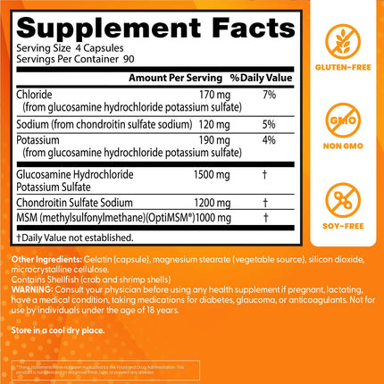 Doctor's Best Glucosamine Chondroitin MSM with OptiMSM — Joint Support Capsule Formula, Non-GMO, Gluten & Soy Free, 360 Count