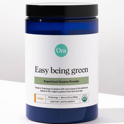 Ora Organic Greens Powder – Citrus Flavor, 30 Servings | Vegan, Gluten-Free, 20+ Organic Greens + Adaptogens